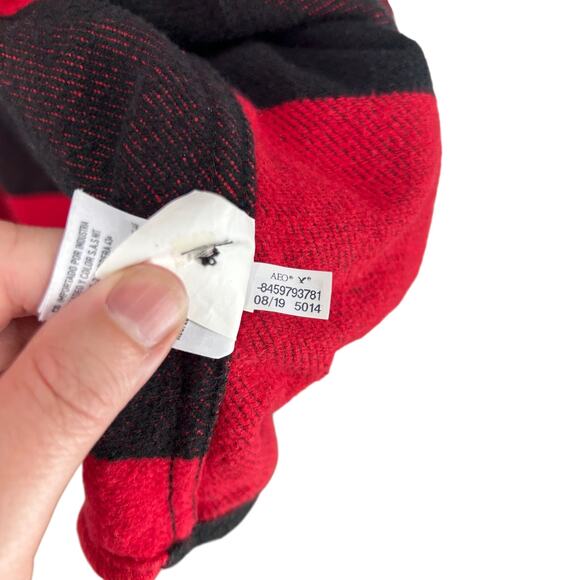 American Eagle red plaid cotton flannel button shirt XXXL fall‎ layers casual - Picture 6 of 6